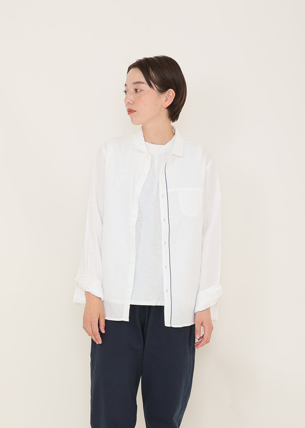 白×ネイビー model:164cm