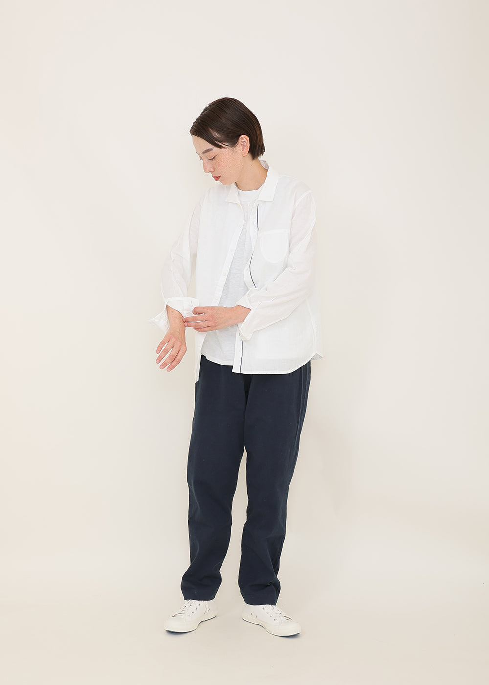 白×ネイビー model:164cm