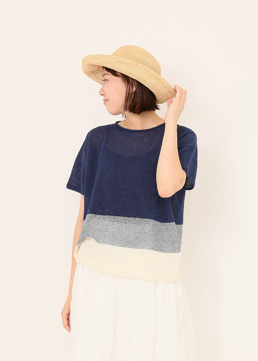 ネイビー×クリーム model:164cm