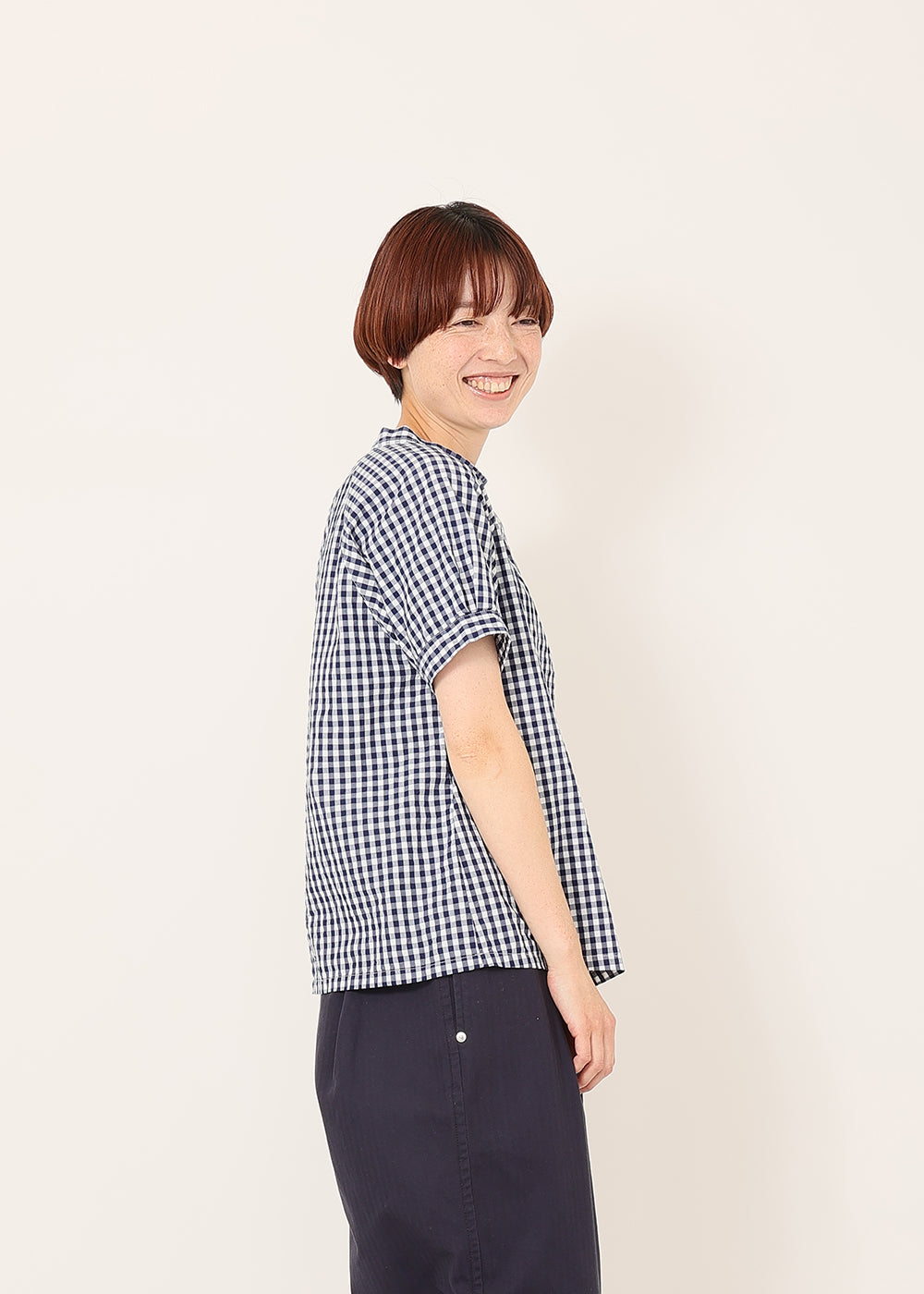 ネイビーギンガム model:164cm