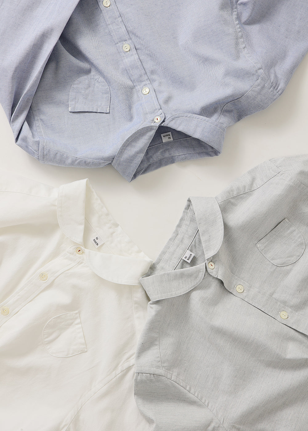 コットンピーチツイル丸襟シャツ
