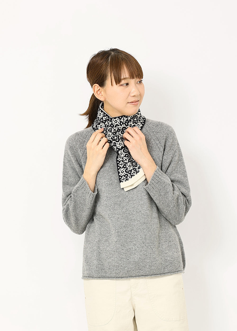 ネイビー × オートミール　model：170cm