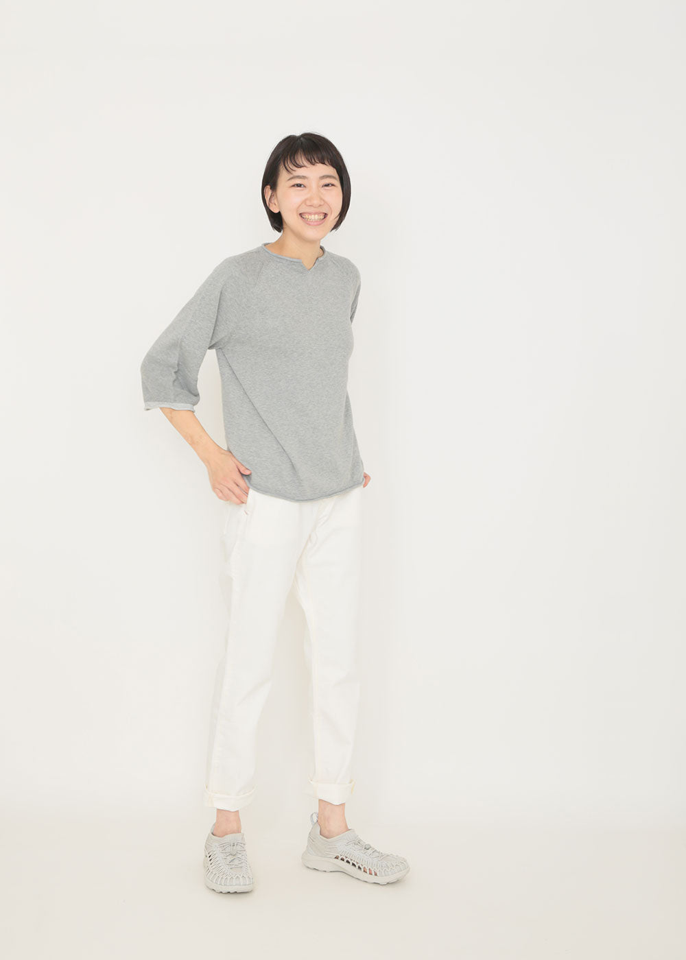 トップグレー×アイボリー　model：170cm
