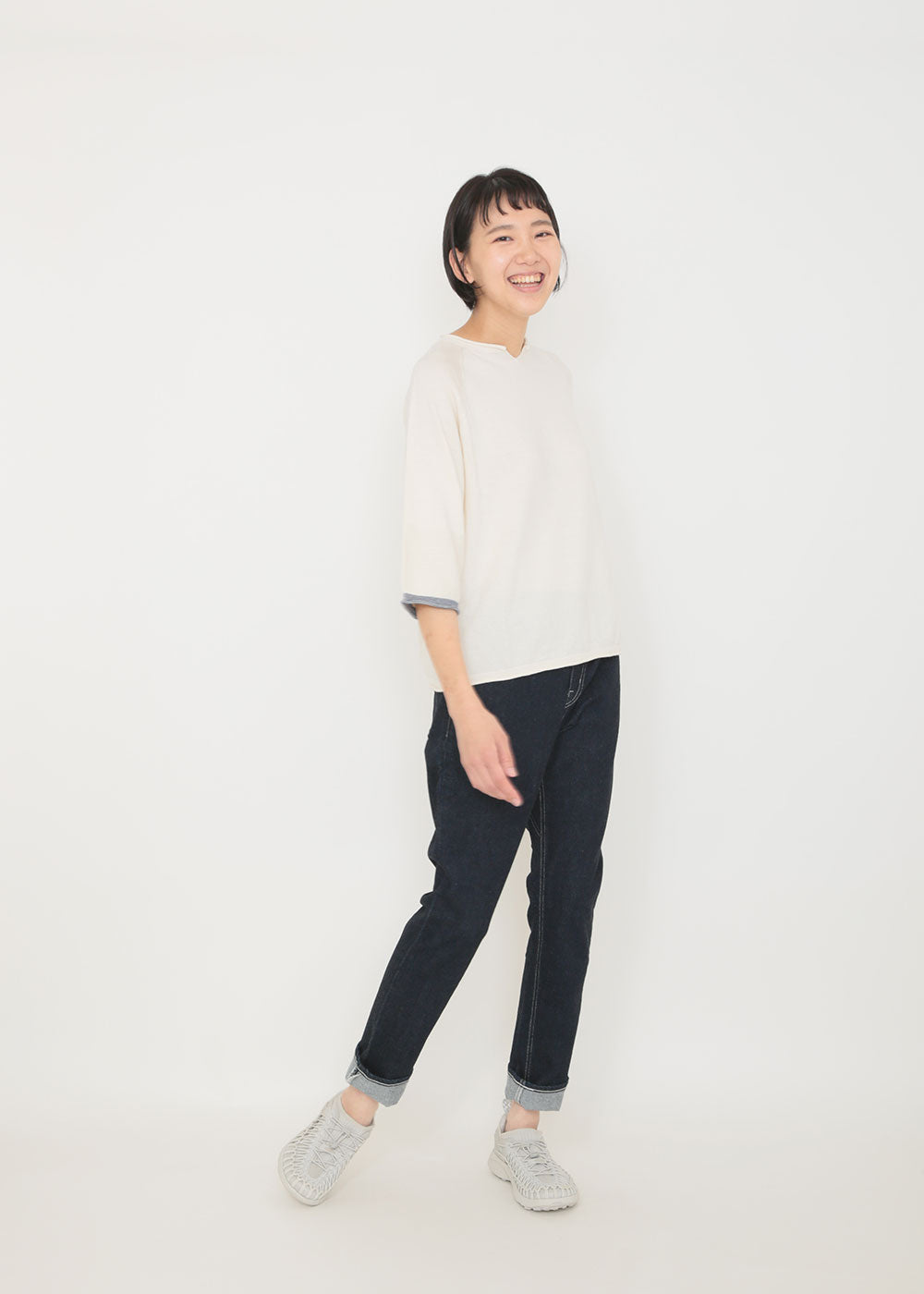 アイボリー×ネイビー　model：170cm