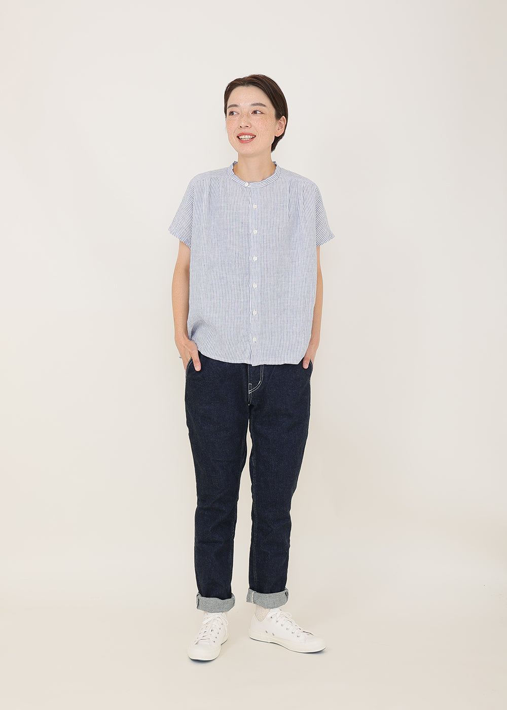 ネイビーストライプ　model：164cm