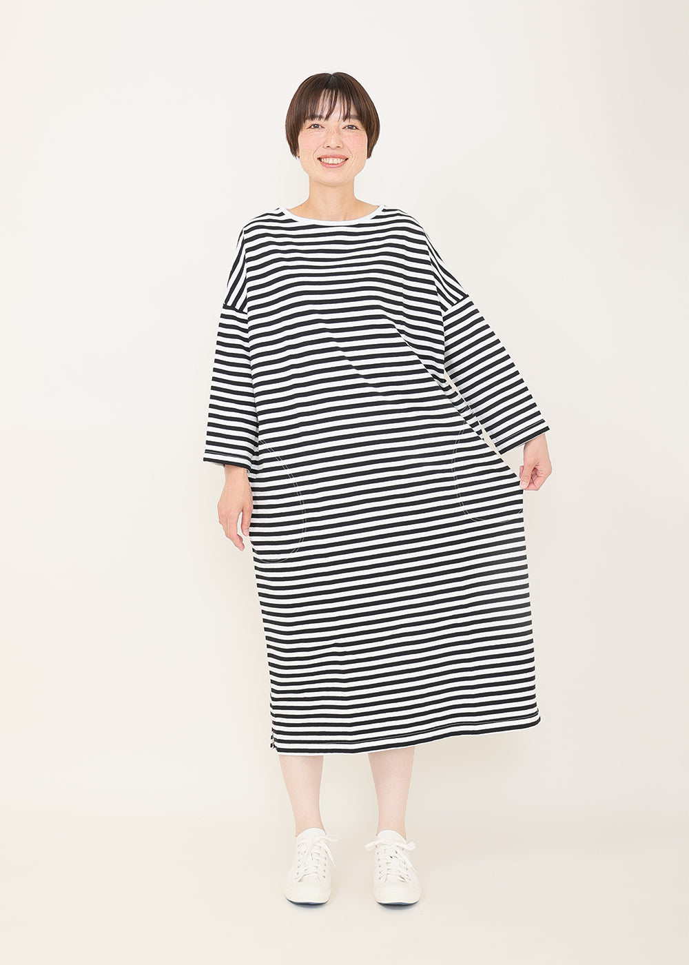 白×ブラックボーダー　model：164cm