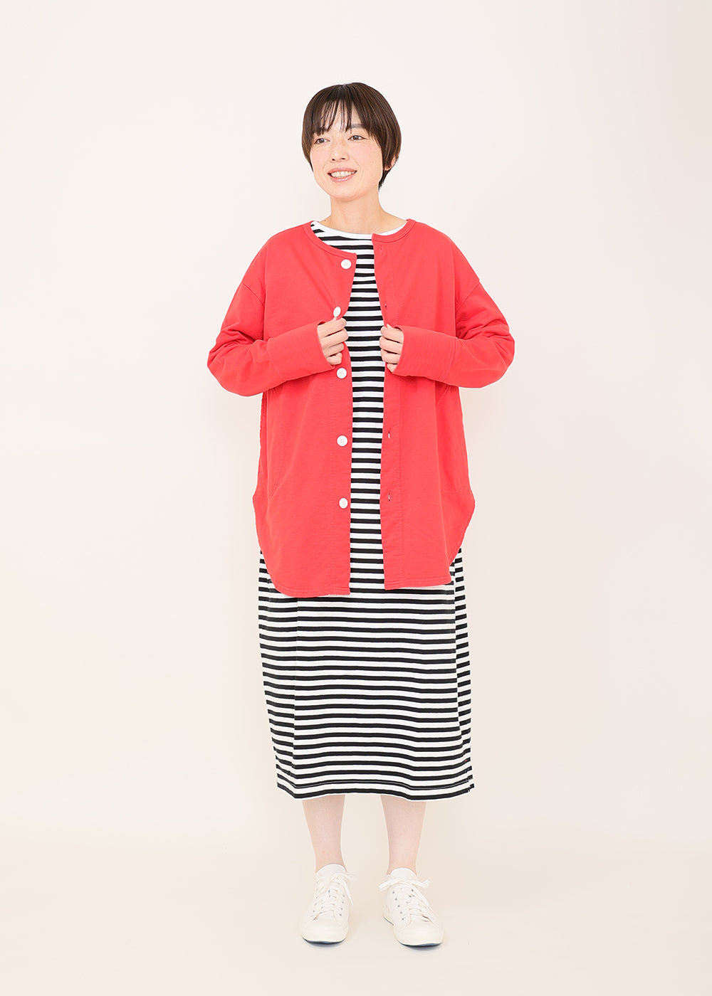 白×ブラックボーダー　model：164cm