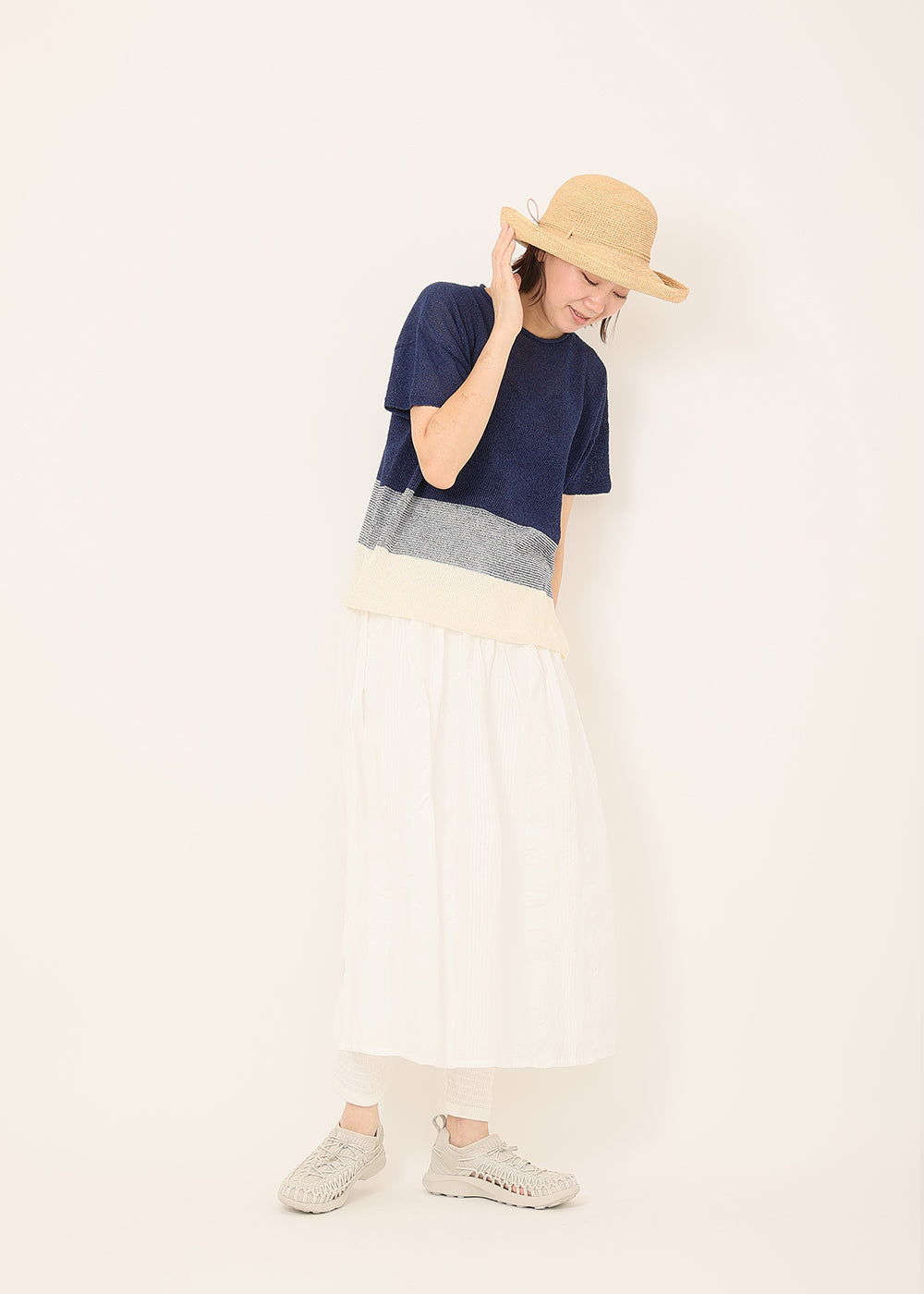 ネイビー×クリーム　model：164cm