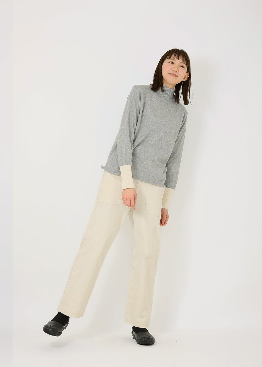 トップグレー×アイボリー　model：170cm