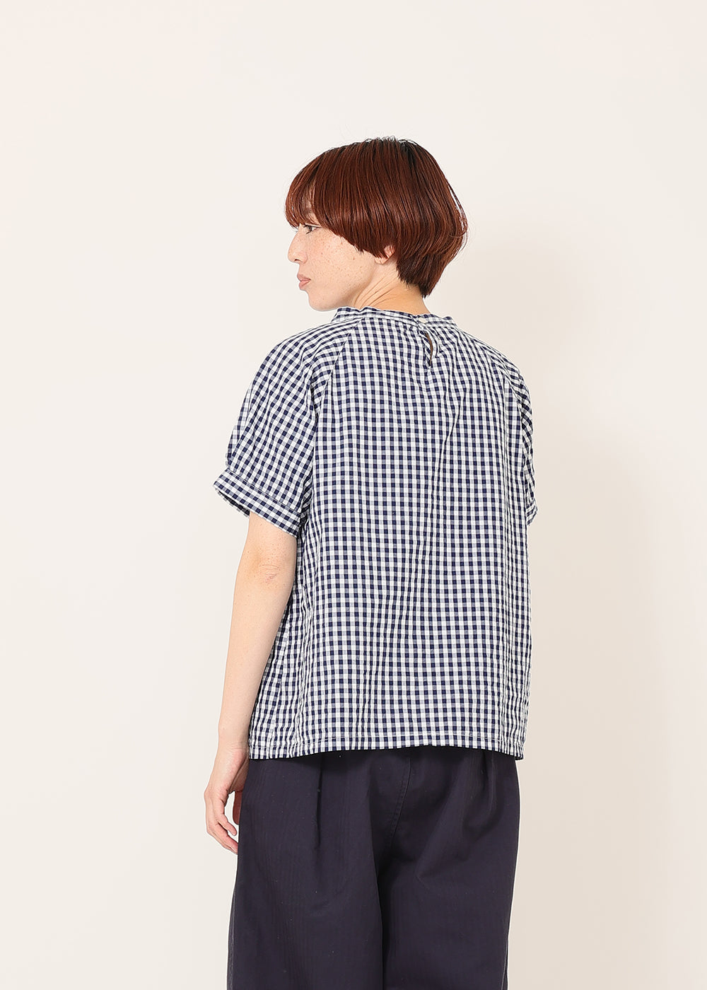 ネイビーギンガム　model：164cm