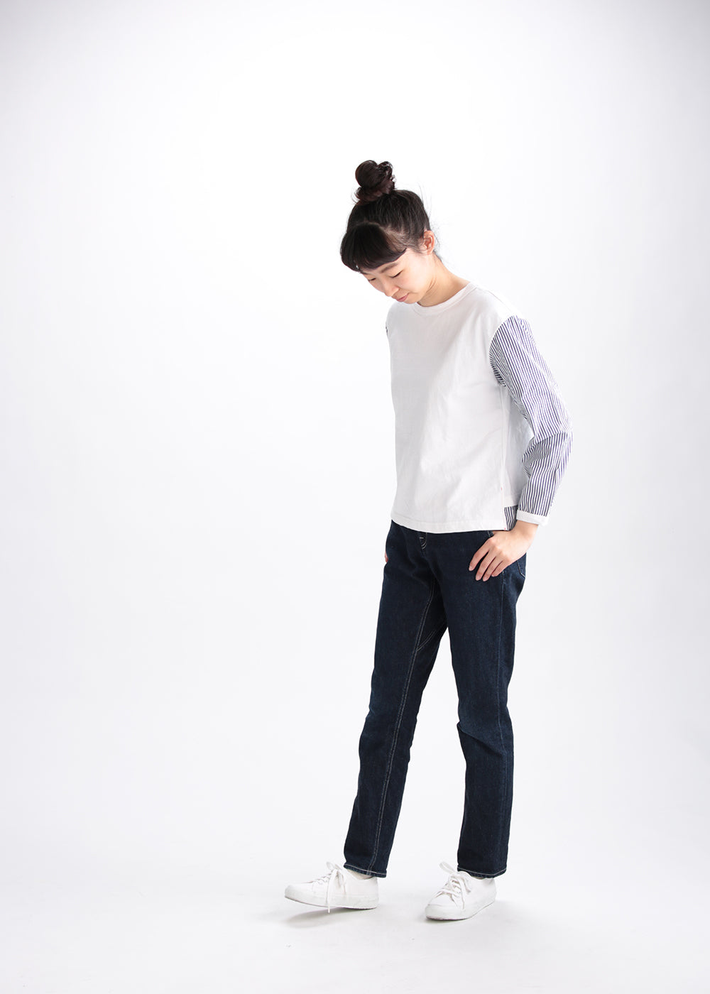白×ストライプ　model：164cm