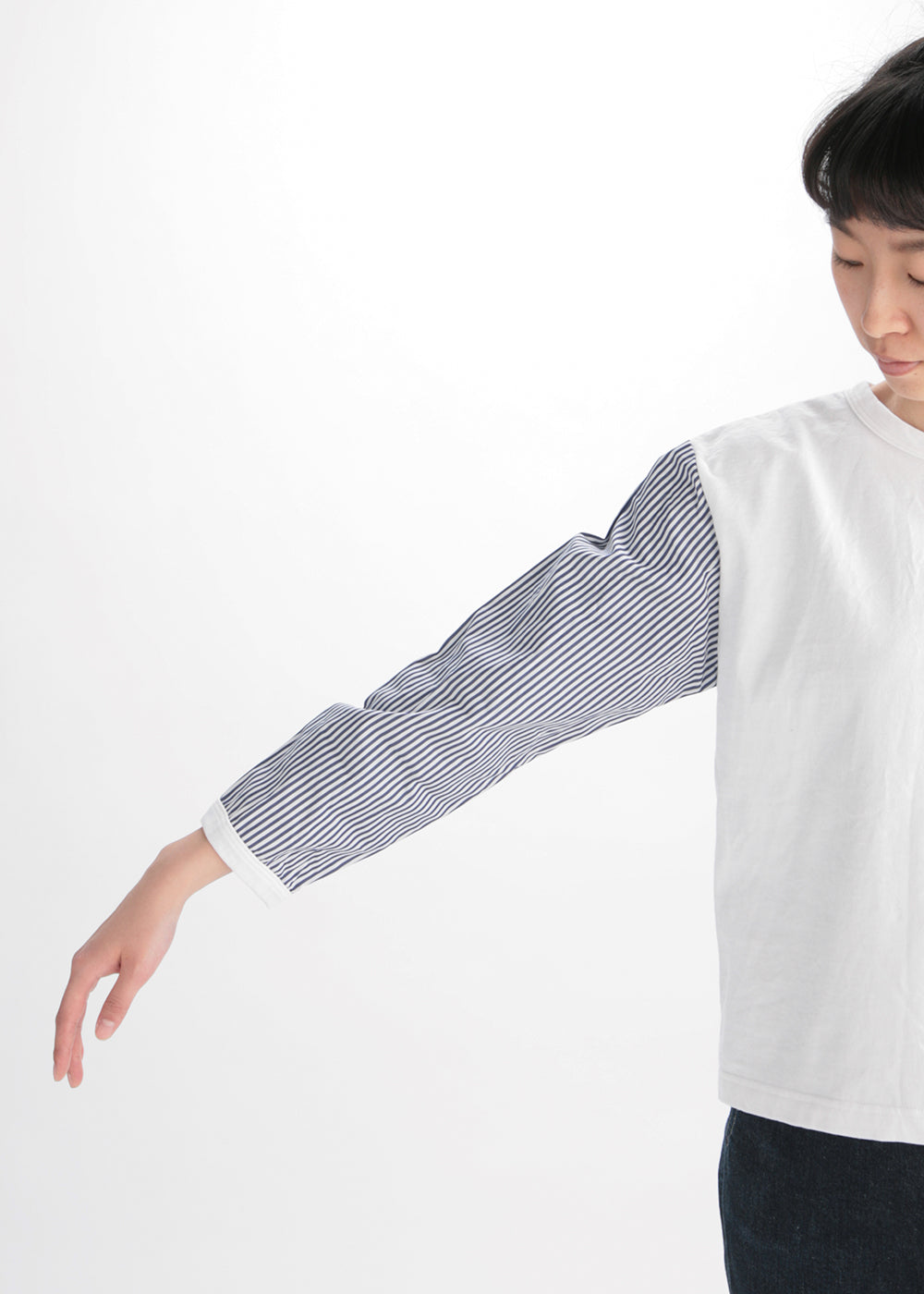 白×ストライプ　model：164cm