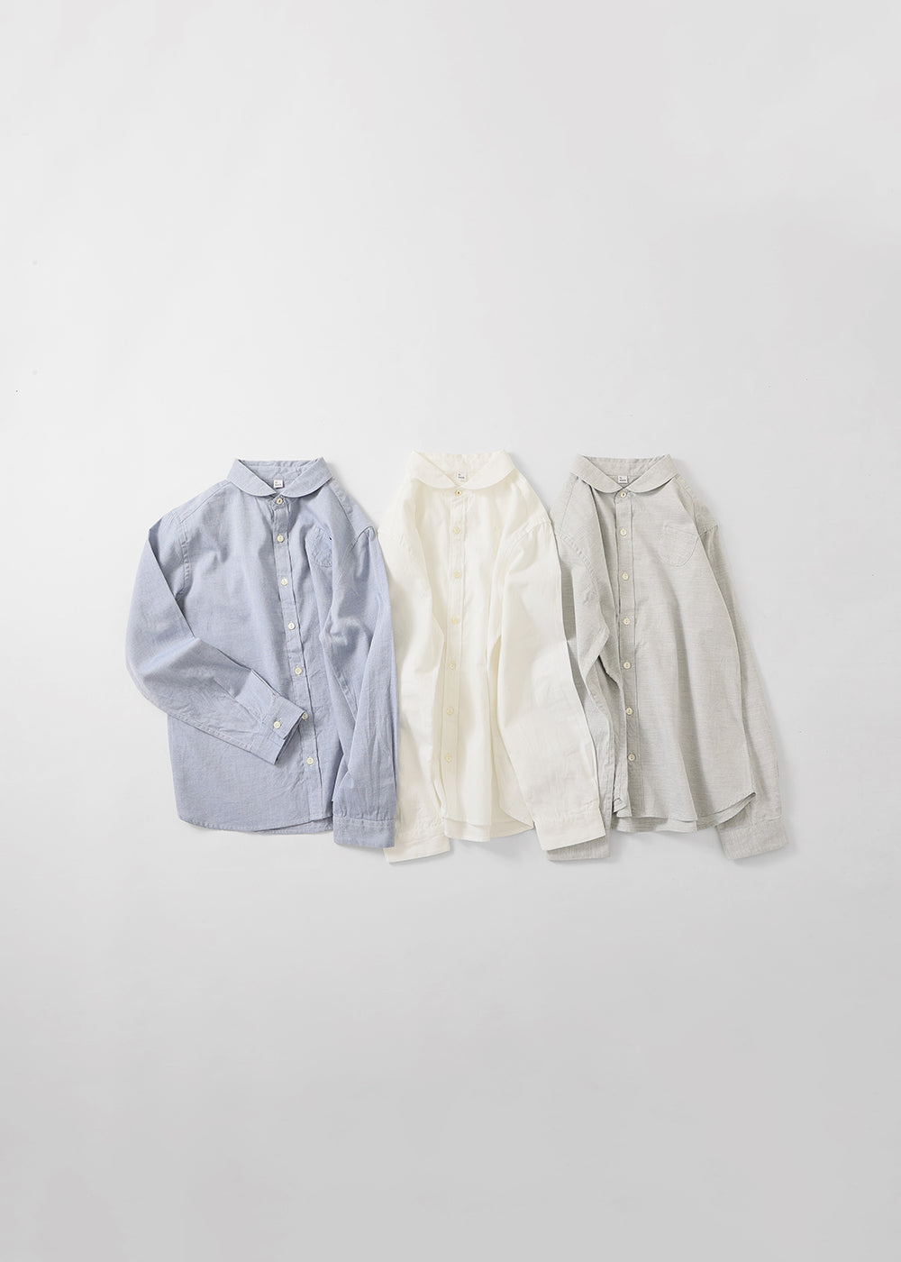 コットンピーチツイル丸襟シャツ